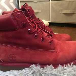 Junior’s red timberland boots size 7